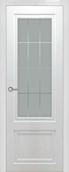 Дверь К-91 глянец белый матовое стекло