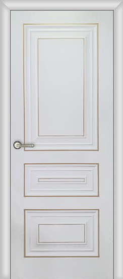 Дверь Н-18 эмалит белый с патиной золото