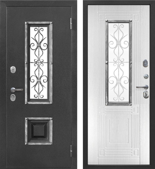 Входная дверь Ferroni Венеция антик серебро белый ясень