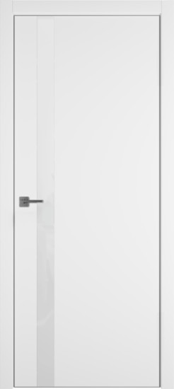 Дверь Urban 1SV Emalex Ice кромка SM 4х4 стекло White Gloss